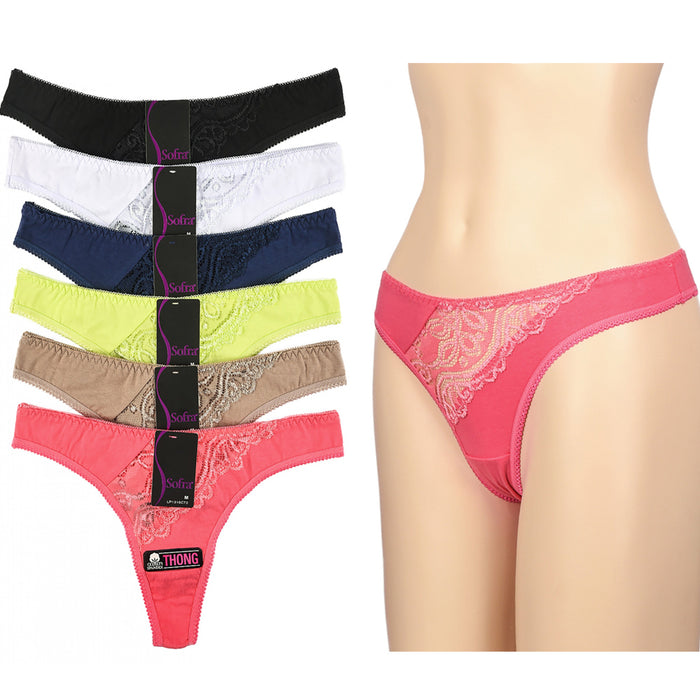 6 Lace Thong Cotton Plain Waist Underwear Floral Panties Flower Panty Spandex XL