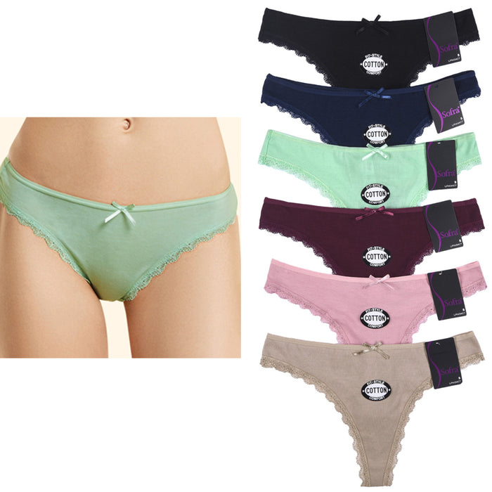 6 Lace Thong Cotton Plain Waist Underwear Floral Panties Flower Panty —  AllTopBargains