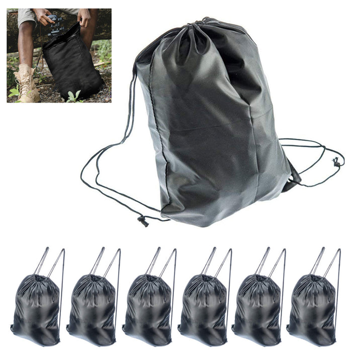 6 Pack New Drawstring Bag Cinch Sack Gym Tote School Sport All Purpose Back Pack