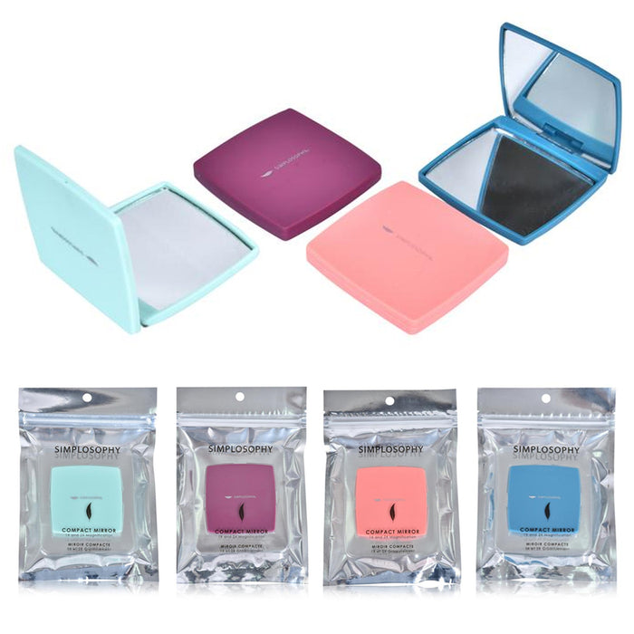 2 Compact Mirror Cosmetic Portable Folding Makeup Magnifying Square Pocket Purse