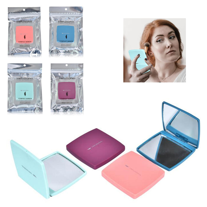 2 Compact Mirror Cosmetic Portable Folding Makeup Magnifying Square Pocket Purse