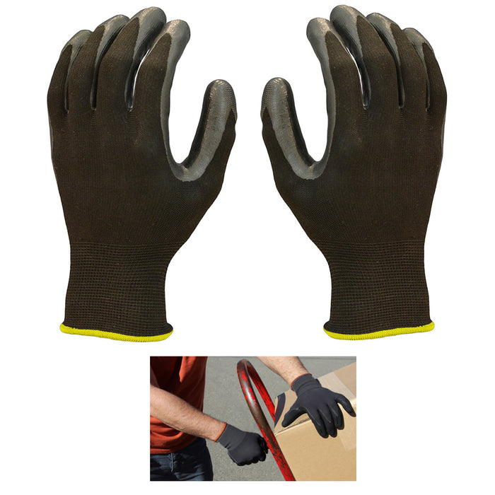 1 Pair Nitrile Coated Gloves Packing Receiving Work Hand Palm Safety Large