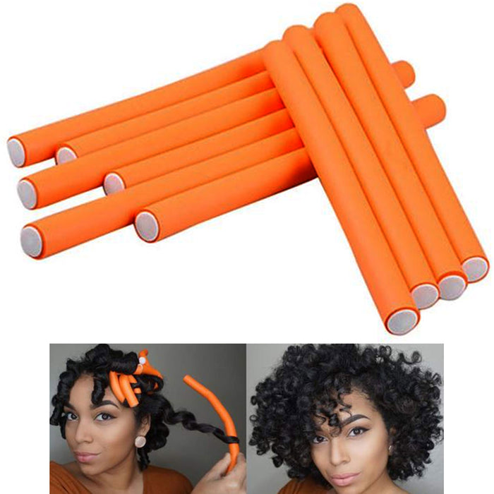 20 Pc Slim Flex Rods Spiral Twist Curls Wavy Hair Flexi Foam Roller Curler Set
