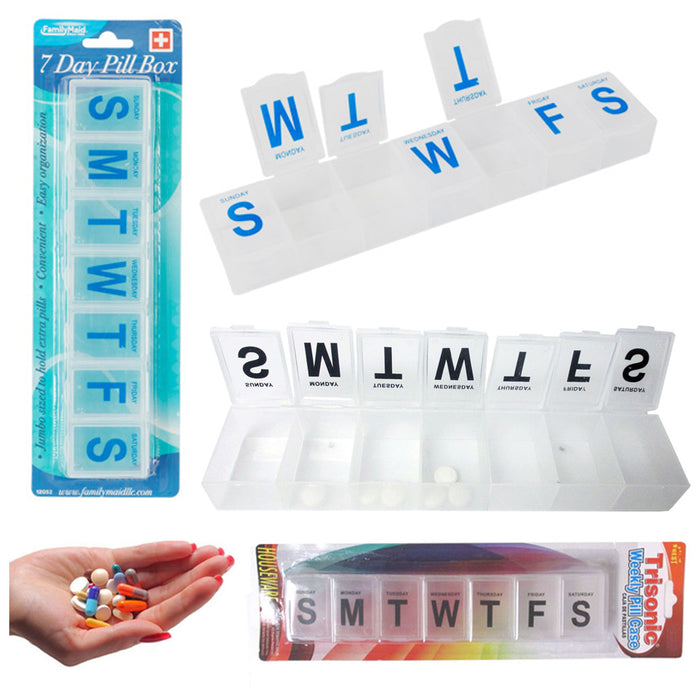 4 Weekly Pill Organizer Vitamins Medication Storage Travel 7 Day Jumbo Pill Case