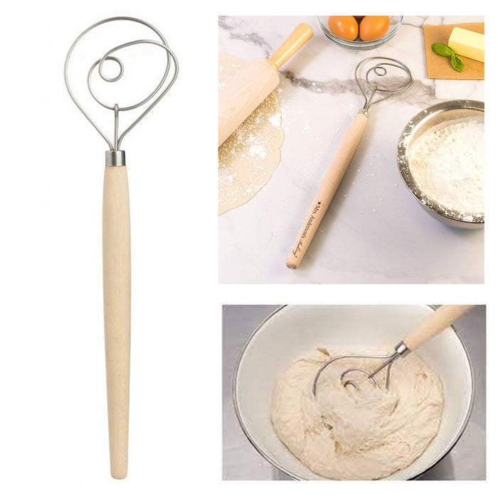 1 X Original Danish Dough Whisk Large 15" Stainless Steel Dutch Bread Hand Mixer