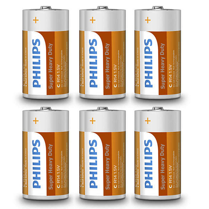 Pack 12 Philips Ultra C Batteries Zinc Chloride Battery R14 Toy Clocks
