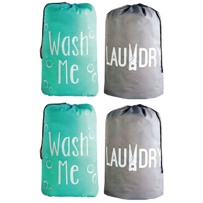 4 Pc Nylon Laundry Bags Heavy Duty Jumbo Size Wash Clothes College Gym 22"x36"