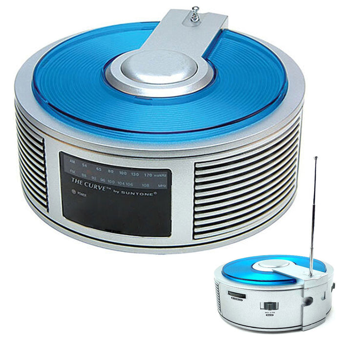 Battery Operated AM FM Radio Curve Design Round Sound Tuning LED Display