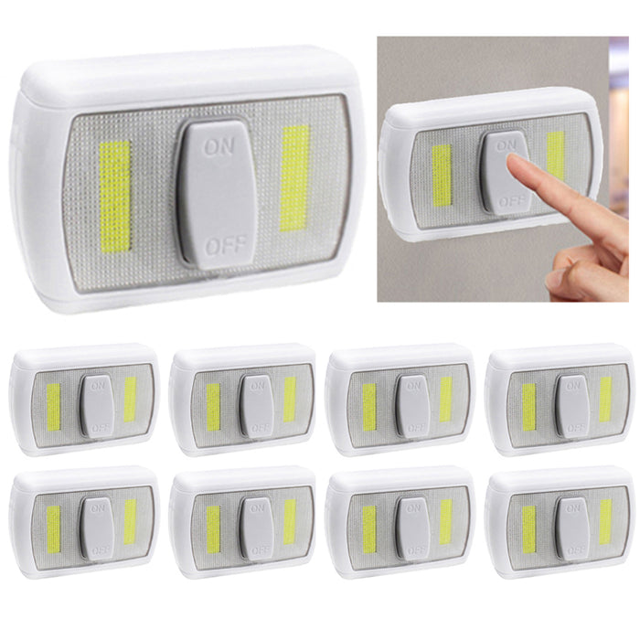 8 Pc Lot Bulk Wireless Wall Night COB LED Lights Cabinet Hallway Switch Battery