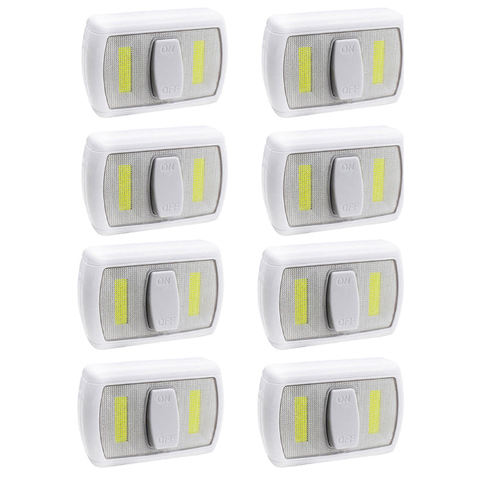 8 Pc Lot Bulk Wireless Wall Night COB LED Lights Cabinet Hallway Switch Battery