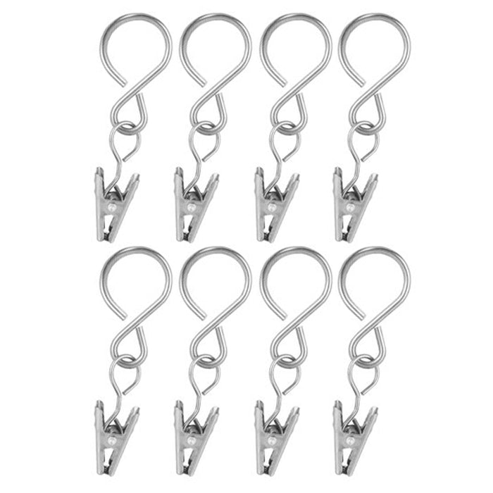8 Pc Metal Curtain Pole Rod Voile Net Rings Wire Hooks Clips Hanging 22mm 7/8"