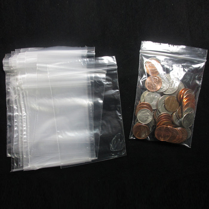 2000 Seal Poly Bags Plastic Reclosable Clear Baggies Small Zipper 3" X 4"