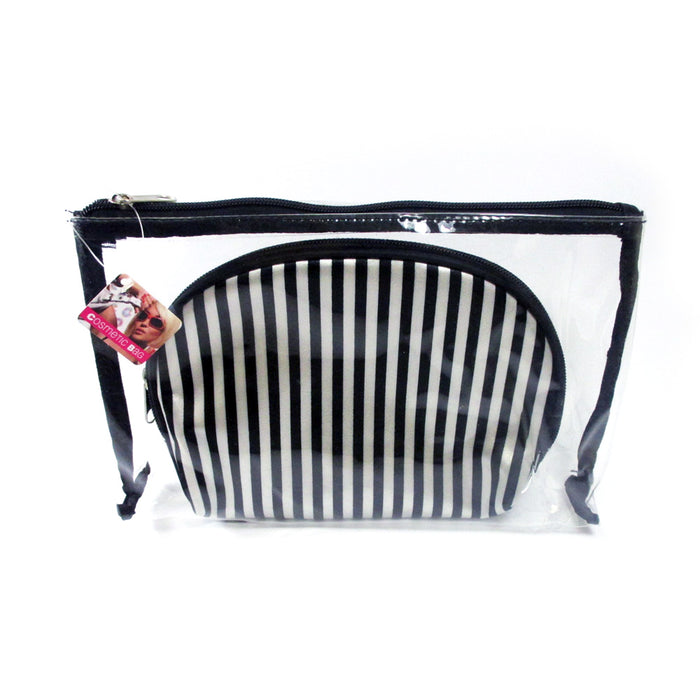 2 Pc Cosmetic Bag Set Makeup Clear Plastic Toiletry Travel Bag Pouch Organizer