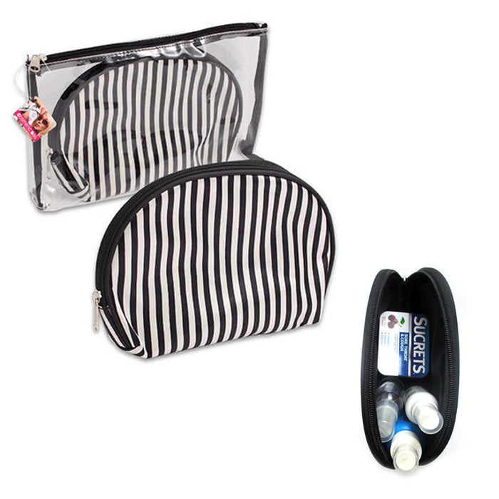 2 Pc Cosmetic Bag Set Makeup Clear Plastic Toiletry Travel Bag Pouch Organizer