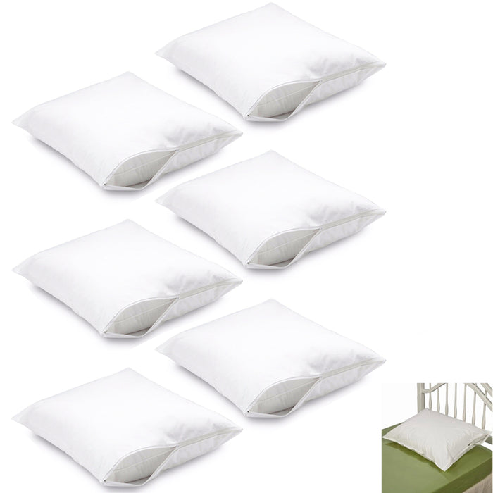 6pc Zippered Pillow Cover Premium Deluxe Fabric Pillowcase Bed Bug Protector New