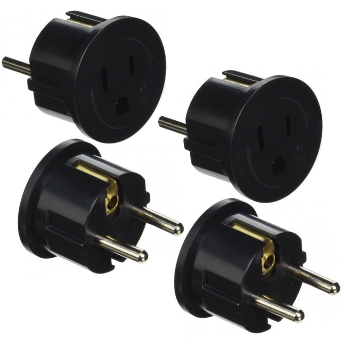 4 Pc US USA To EU Euro Europe Power Wall Plug European Converter Adapter Black