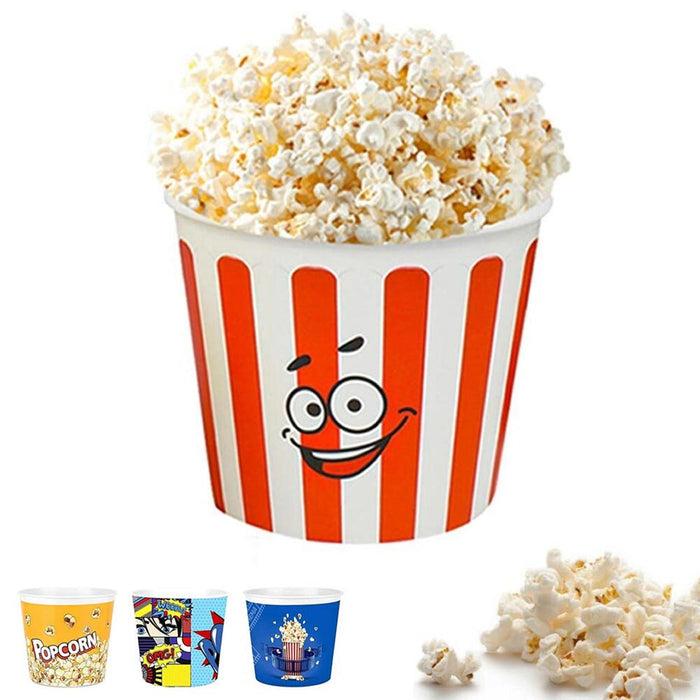 1 Retro Style Reusable Plastic Popcorn Bowl Container Bucket 7" Tall Movie Night
