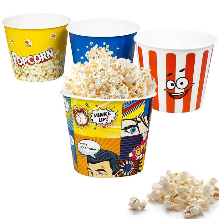 Set of 6 Large Popcorn Bucket Plastic Container Box Tub Bowl Home Movie Theater