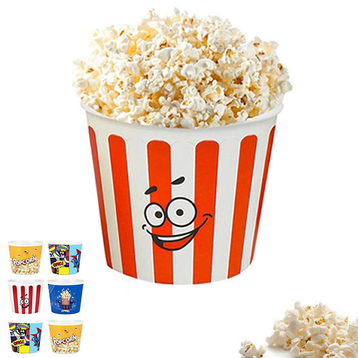 Set of 6 Large Popcorn Bucket Plastic Container Box Tub Bowl Home Movie Theater
