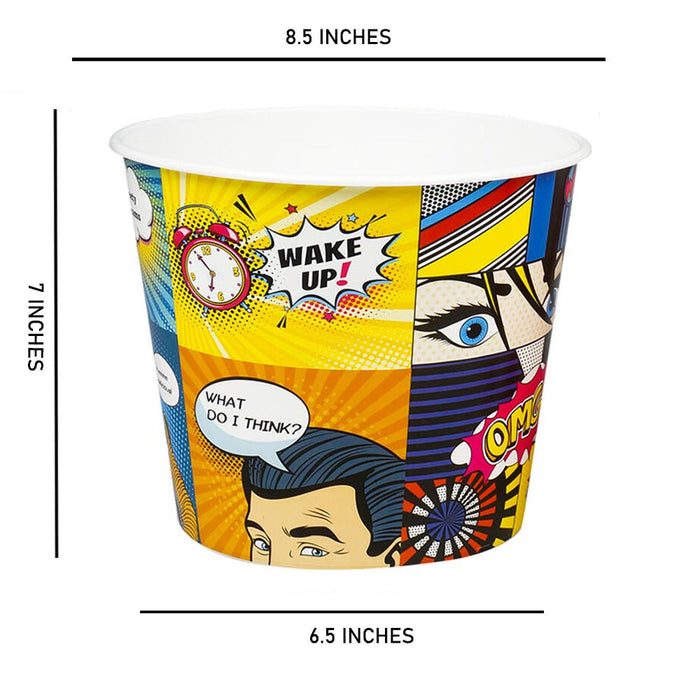 1 Retro Style Reusable Plastic Popcorn Bowl Container Bucket 7" Tall Movie Night