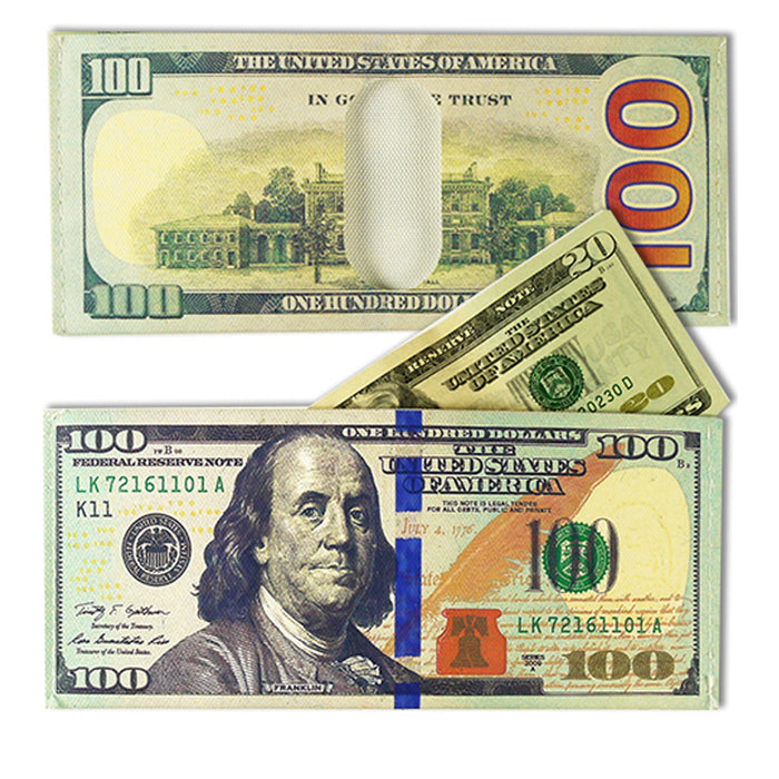 1 Pc Bifold Money Print Wallet Benjamin Franklin 100 Hundred Dollar Bill Canvas