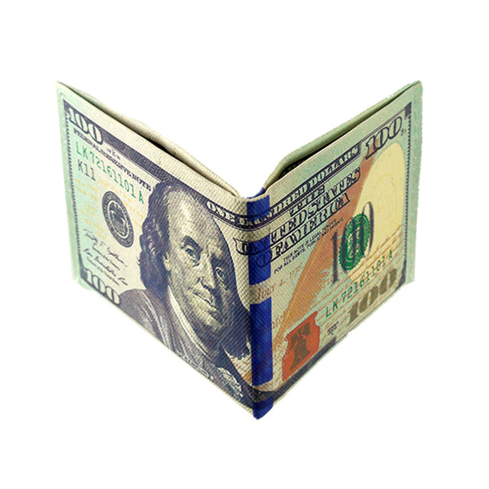 1 Pc Bifold Money Print Wallet Benjamin Franklin 100 Hundred Dollar Bill Canvas