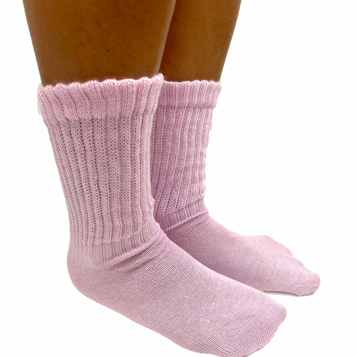 2 Pairs Pink Girls Soft Slouch Socks Plush Cotton Thick Knit Scrunch Junior 6-8