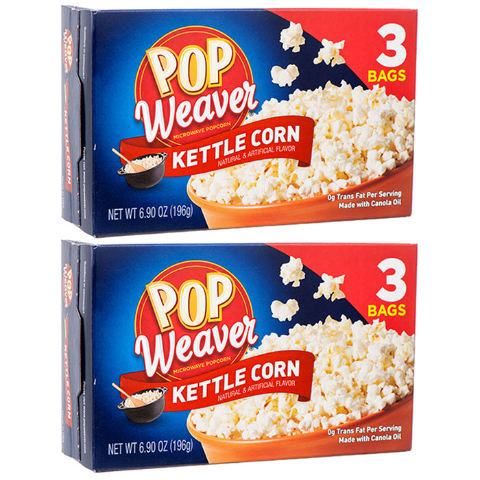 6 Bags Pop Weaver Kettle Corn Microwave Popcorn Movie Night Snack Theater 2 Box
