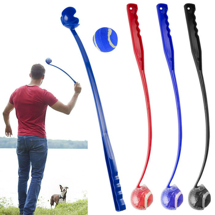 1 Pet Dog Ball Launcher Set Fetch Chuck Tennis Scoop Toss Play Game Fun Training