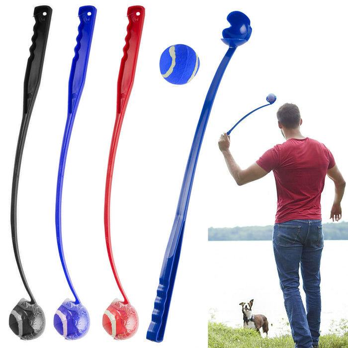 1 Pet Dog Ball Launcher Set Fetch Chuck Tennis Scoop Toss Play Game Fun Training