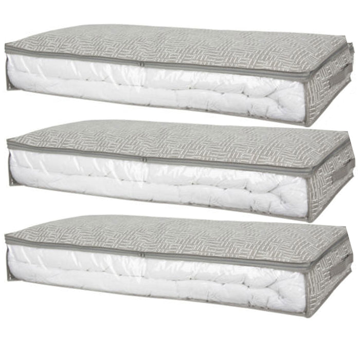 3 Pack Underbed Storage Container Bags Clothes Comforters Bedroom Organizer Case