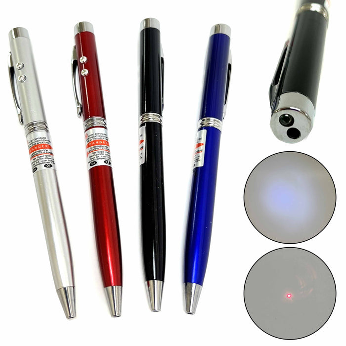 4 Pc Laser Pen Pointer Ballpoint Writing LED Flashlight Beam Light Interactive