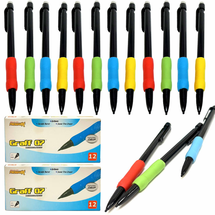 24 Mechanical Pencils Drawing Writing Graff 07 0.7mm HB#2 Lead Drafting Supplies