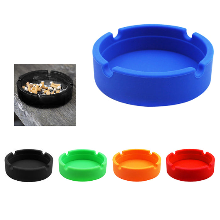 6 X Portable Silicone Round Ashtray Heat Resistant Container Ash Cup Butt Bucket