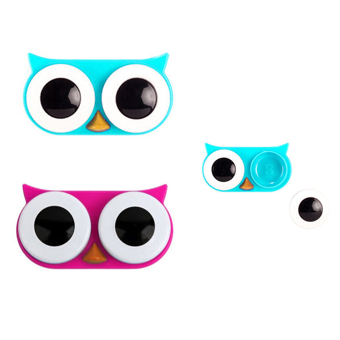 2 Pc Owl Eyes Contact Lens Case Travel Holder Storage Solution Soaking Box New
