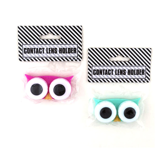 2 Pc Owl Eyes Contact Lens Case Travel Holder Storage Solution Soaking Box New