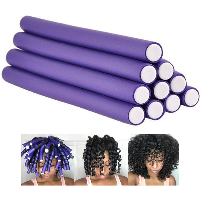 20 X Large Hair Curlers Flex Rods Spiral Twist Curls Wavy Soft Flexi Foam Roller