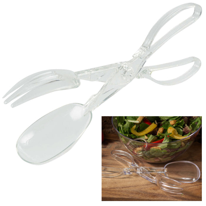 1 Pc Salad Tongs Cooking Food Ice Serving BBQ Kitchen Tool Clear Plastic Utensil