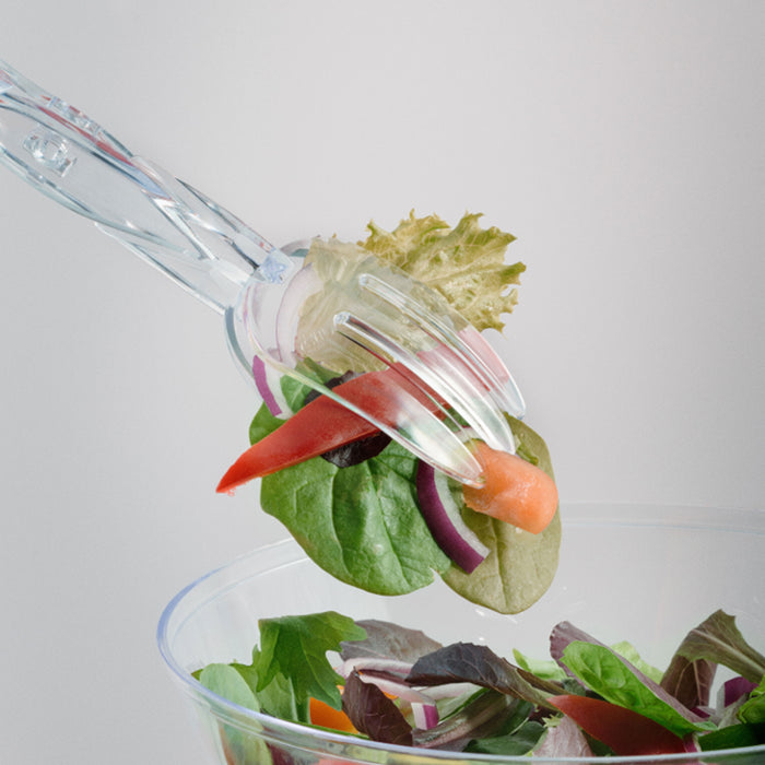 2 Pc Serving Tongs Salad Cooking Food Ice BBQ Clear Plastic Utensil Kitchen Tool