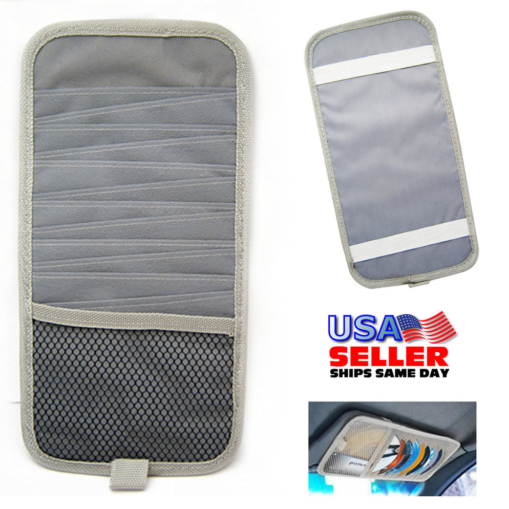 12 Disc Capacity CD Car Sun Visor Storage Dvd Holder Grey Pocket Case ...