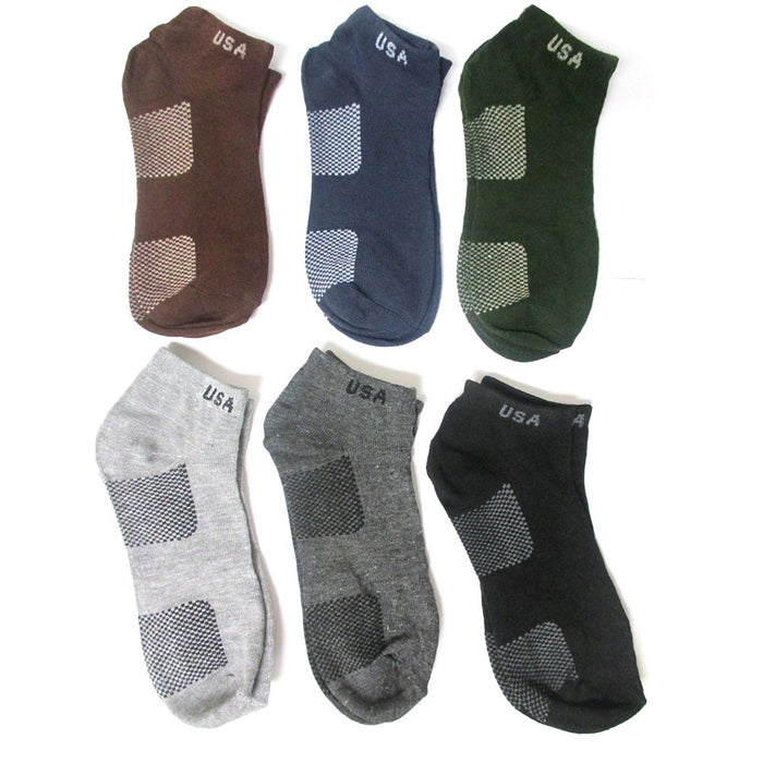 6 Pair Usa Logo Ankle Socks Low Cut Fit Crew Size 9-11 Sports Unisex Casual