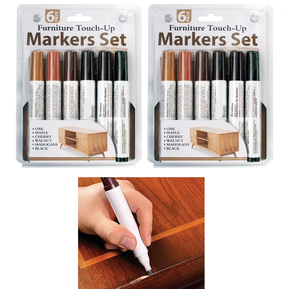6 Pc Furniture Touch Up Marker Pen Wood Wax Scratch Repair Filler