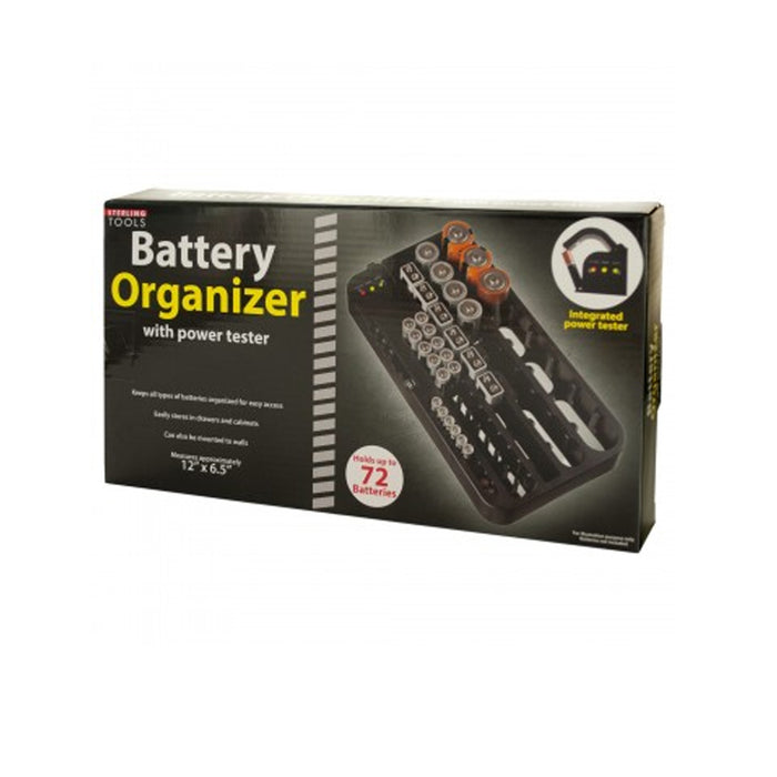 72 Battery Organizer Power Tester Caddy Storage Wall Holder Rack AAA D AA C 9V