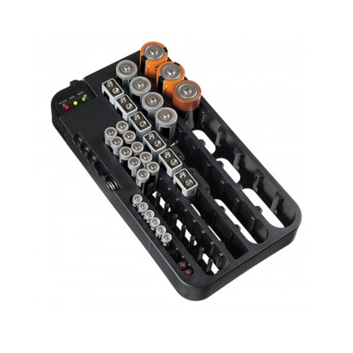 72 Battery Organizer Power Tester Caddy Storage Wall Holder Rack AAA D AA C 9V