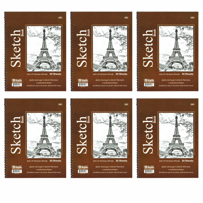 6 Pc Drawing Books Sketchbooks Sketch Pad Side Spiral Bound Art Paper 8.5"X11"
