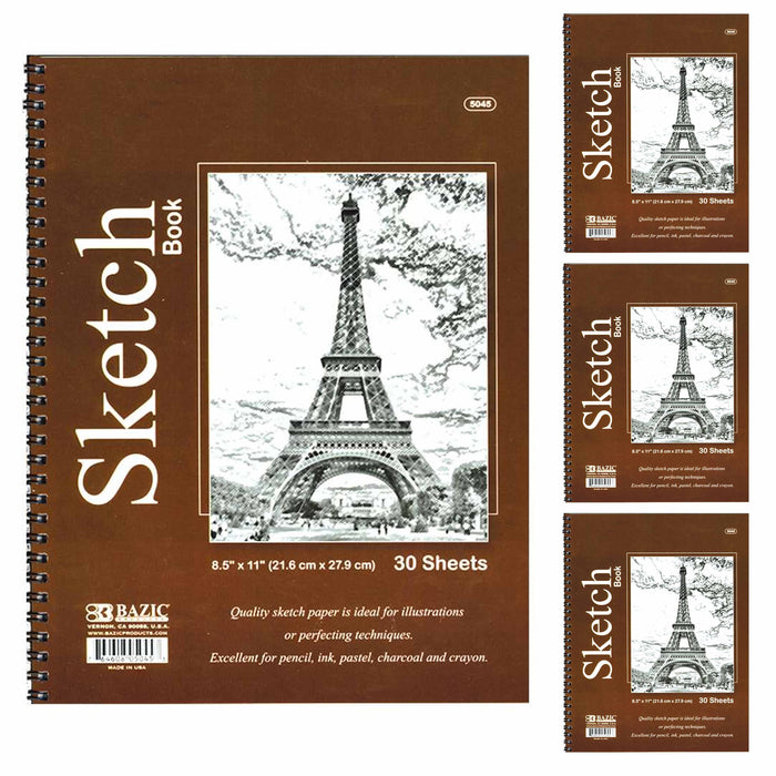 4 Pc Sketchbooks Sketch Pad Side Spiral Bound 8.5"X11" Artists Drawing Art Paper
