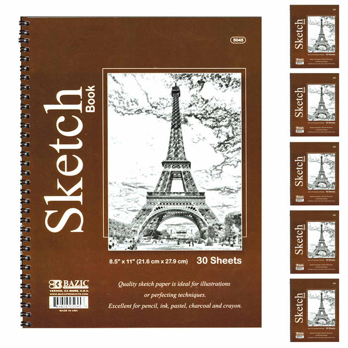 6 Pc Drawing Books Sketchbooks Sketch Pad Side Spiral Bound Art Paper 8.5"X11"