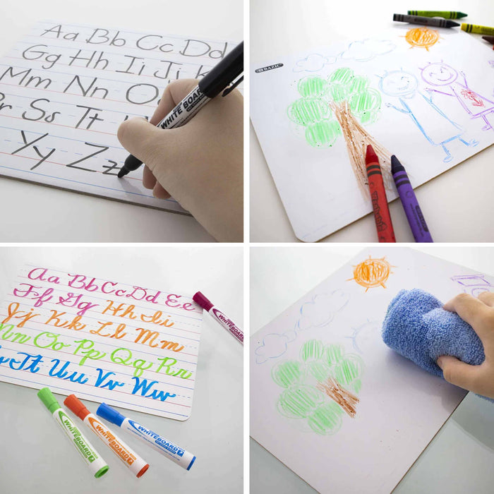 4 Pc BAZIC 9"X12" Mini Whiteboard Double Sided Dry Erase Lap Board Blank Primary