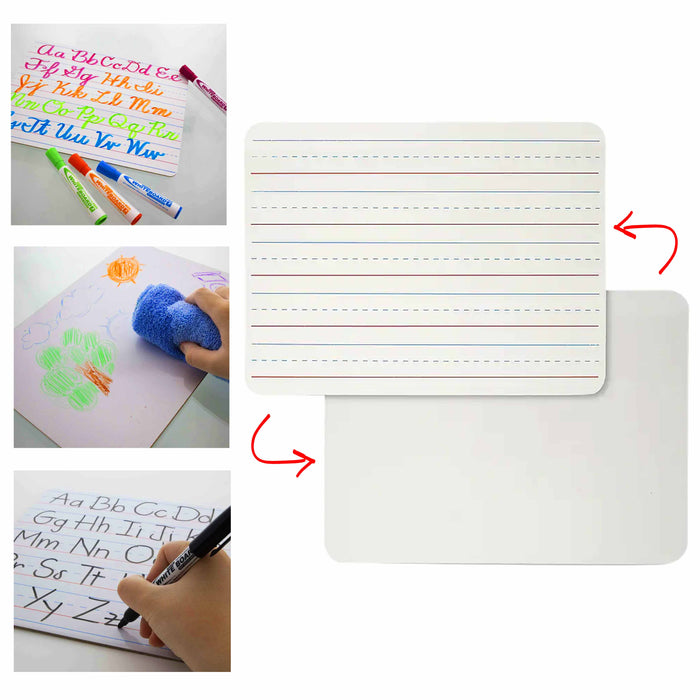 4 Pc BAZIC 9"X12" Mini Whiteboard Double Sided Dry Erase Lap Board Blank Primary