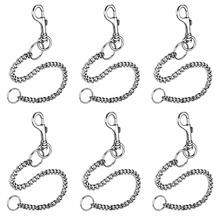 6 Pc Metal Key Rings Wallet Chain Biker Keychain Hook Lobster Claw Clasps 12"L